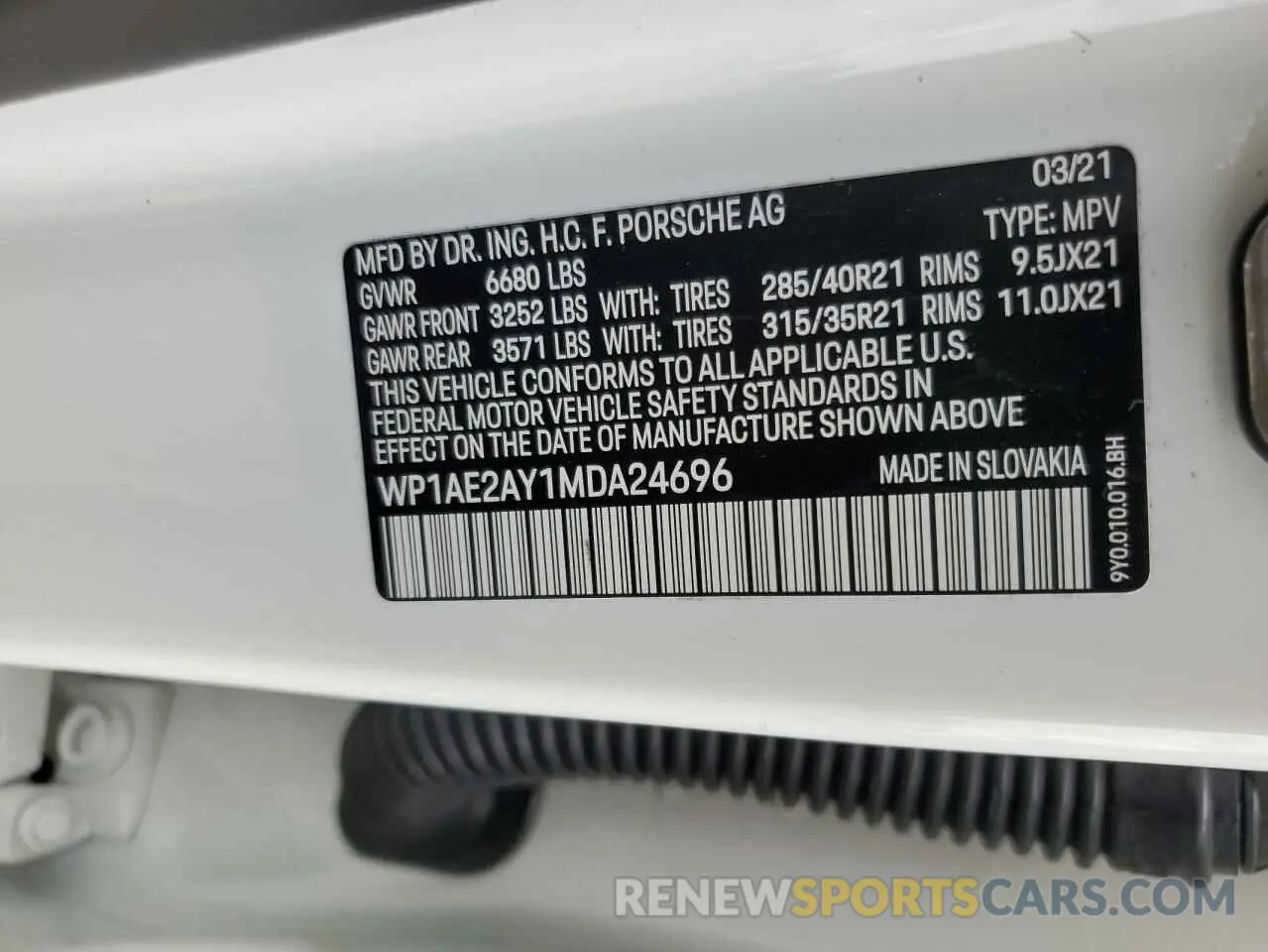 13 Фотография поврежденного автомобиля WP1AE2AY1MDA24696 PORSCHE CAYENNE 2021