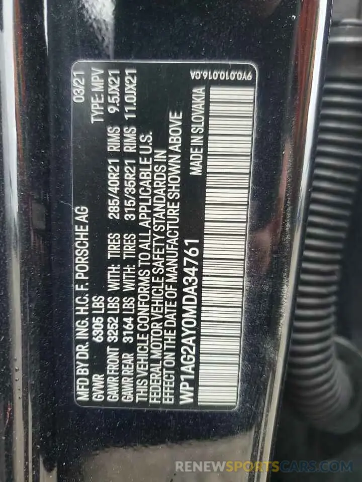 14 Фотография поврежденного автомобиля WP1AG2AY0MDA34761 PORSCHE CAYENNE 2021