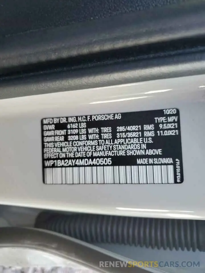 14 Фотография поврежденного автомобиля WP1BA2AY4MDA40505 PORSCHE CAYENNE 2021