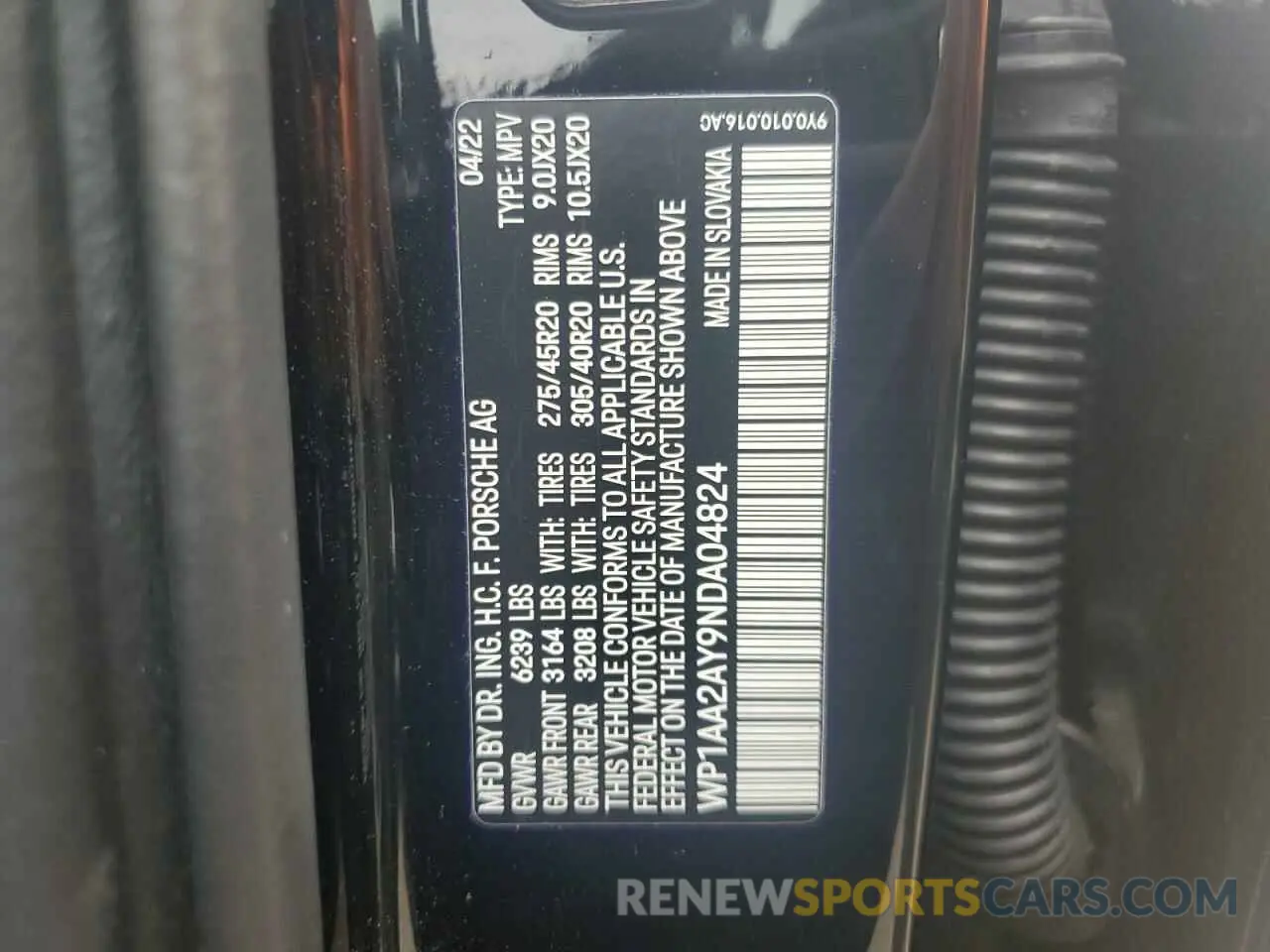 13 Фотография поврежденного автомобиля WP1AA2AY9NDA04824 PORSCHE CAYENNE 2022