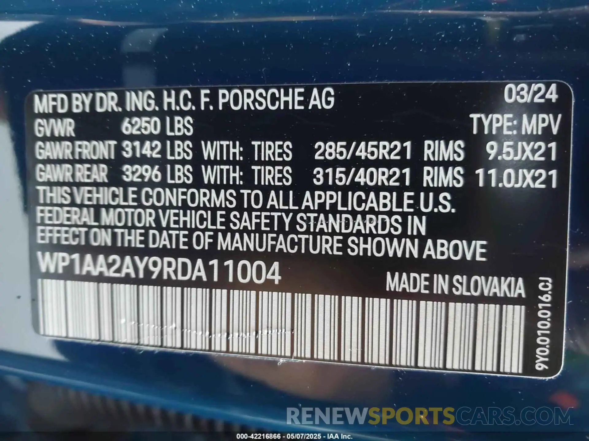 9 Фотография поврежденного автомобиля WP1AA2AY9RDA11004 PORSCHE CAYENNE 2024