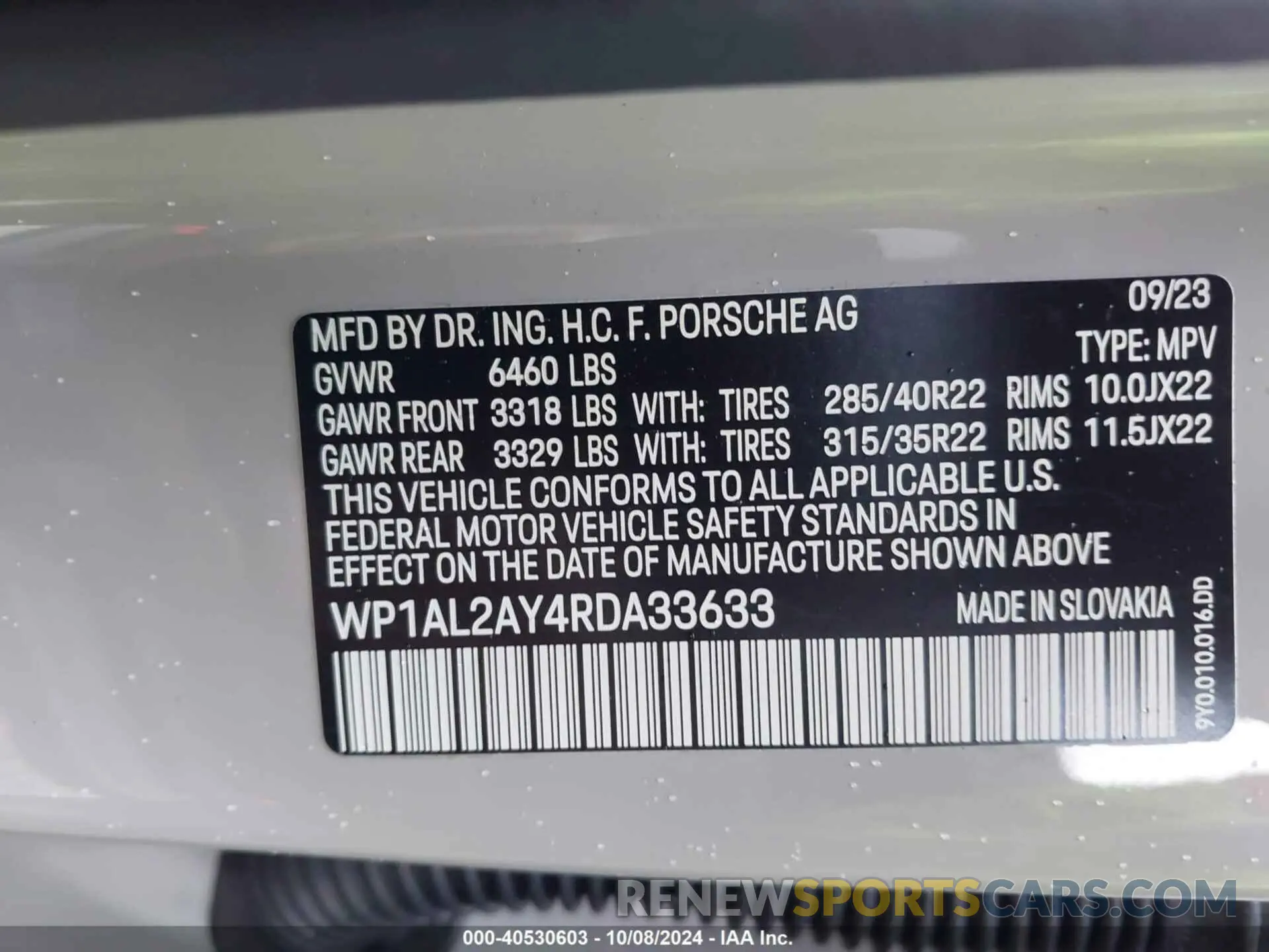9 Фотография поврежденного автомобиля WP1AL2AY4RDA33633 PORSCHE CAYENNE 2024