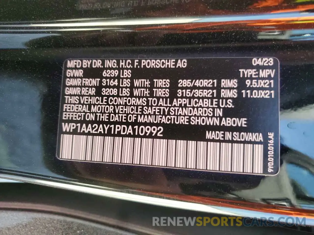 14 Photograph of a damaged car WP1AA2AY1PDA10992 PORSCHE CAYENNE BA 2023