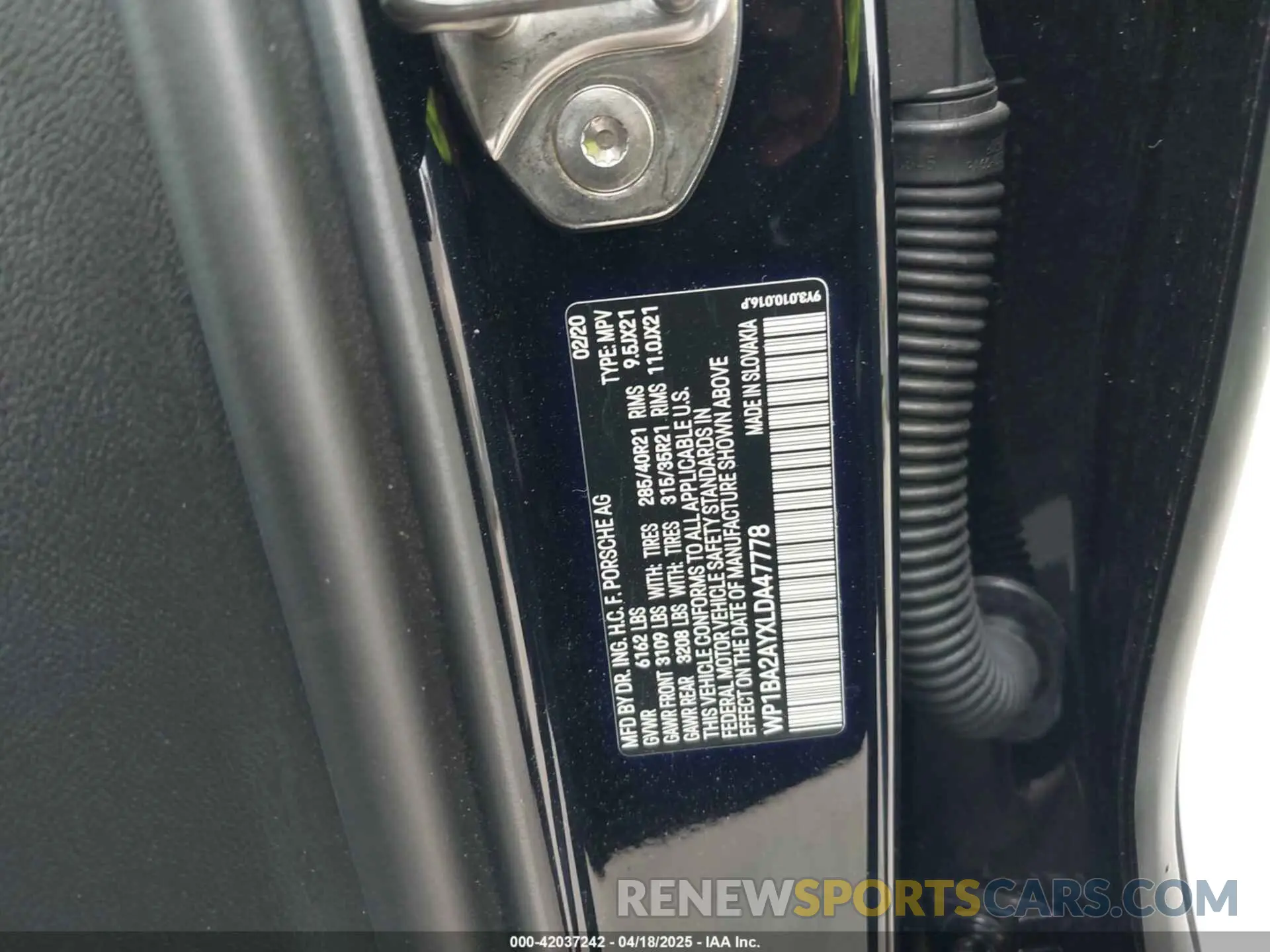 9 Photograph of a damaged car WP1BA2AYXLDA47778 PORSCHE CAYENNE COUPE 2020