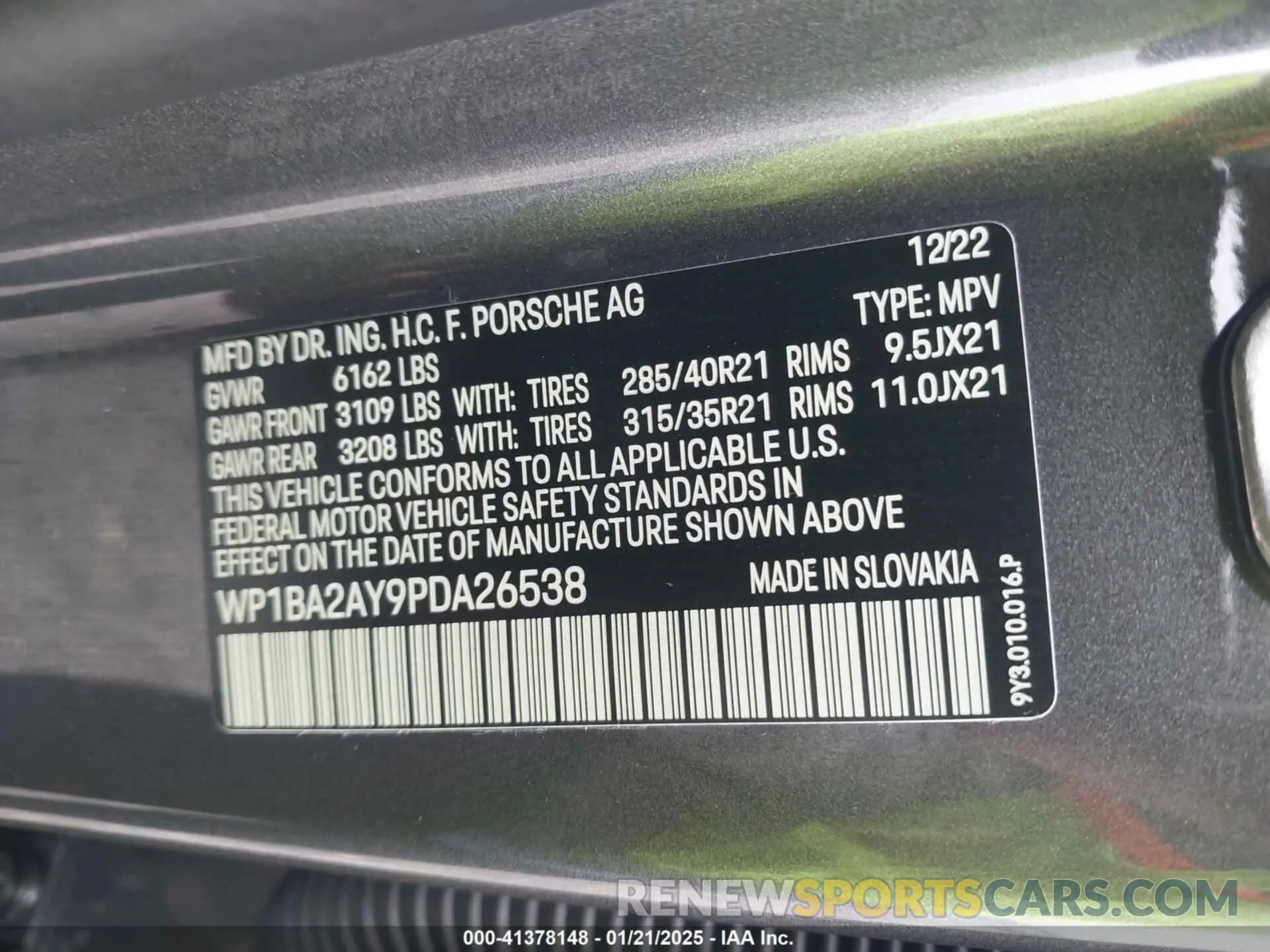 9 Photograph of a damaged car WP1BA2AY9PDA26538 PORSCHE CAYENNE COUPE 2023