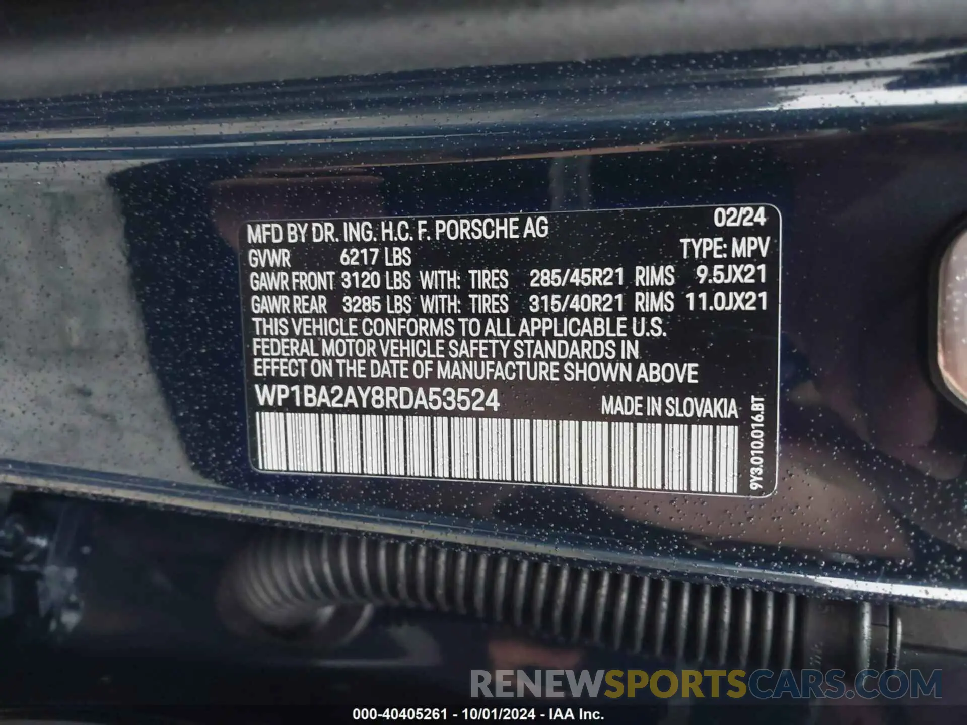 9 Photograph of a damaged car WP1BA2AY8RDA53524 PORSCHE CAYENNE COUPE 2024