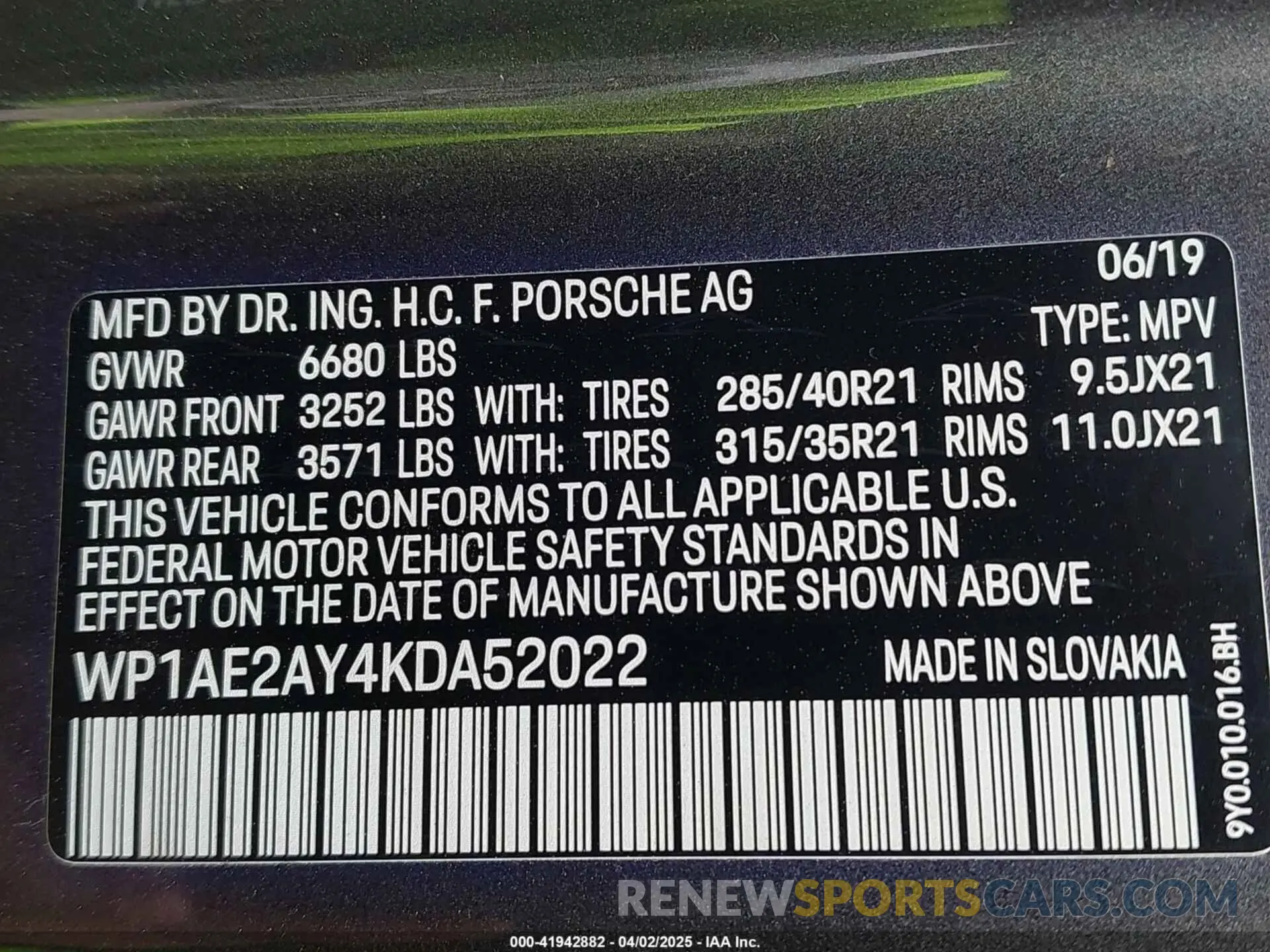 9 Фотография поврежденного автомобиля WP1AE2AY4KDA52022 PORSCHE CAYENNE E-HYBRID 2019