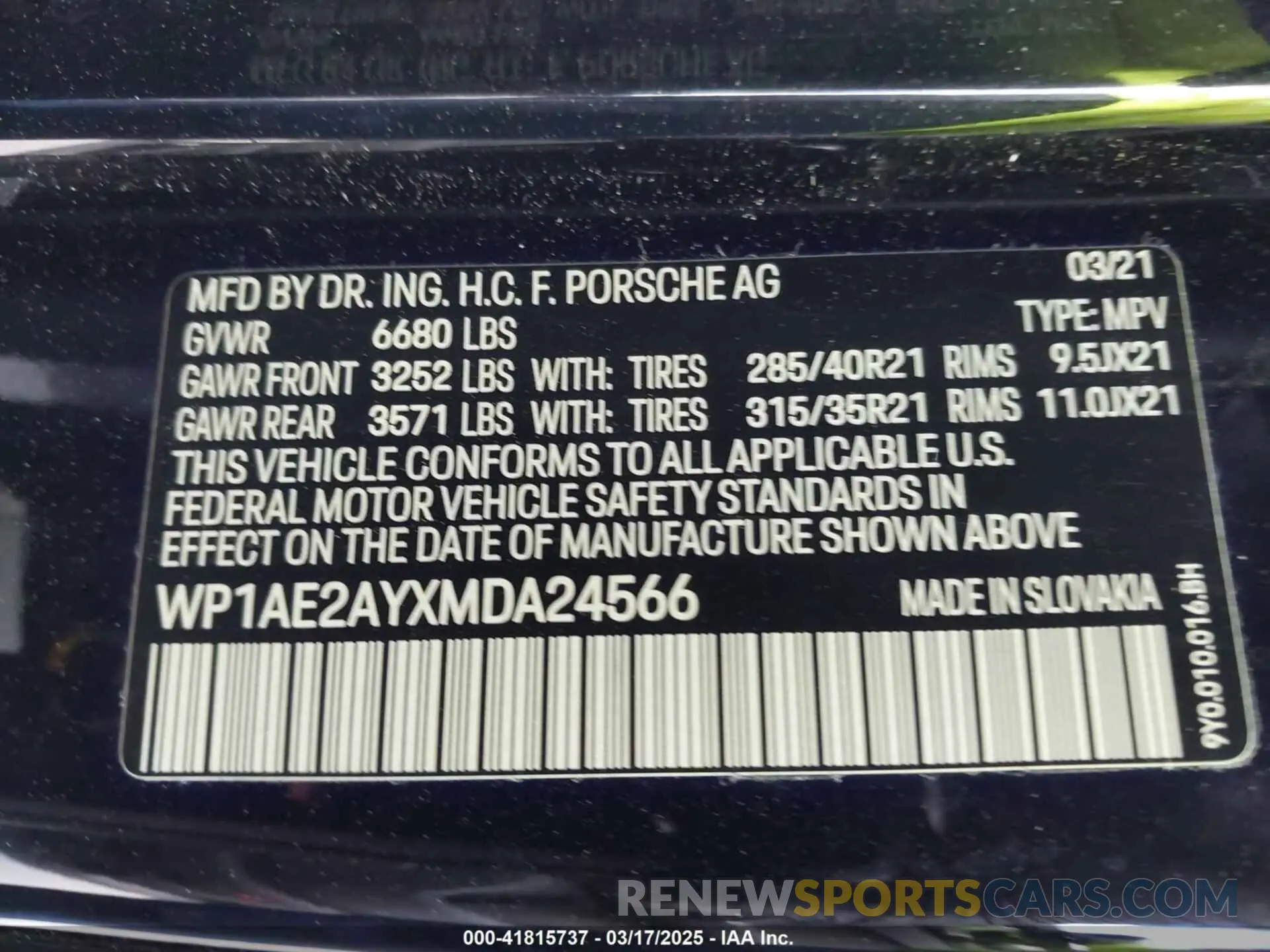 9 Фотография поврежденного автомобиля WP1AE2AYXMDA24566 PORSCHE CAYENNE E-HYBRID 2021