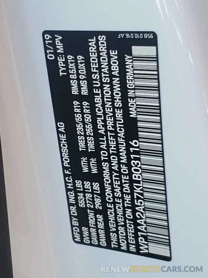 13 Фотография поврежденного автомобиля WP1AA2A57KLB03116 PORSCHE MACAN 2019