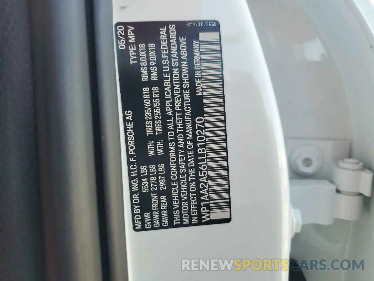 14 Photograph of a damaged car WP1AA2A56LLB10270 PORSCHE MACAN 2020