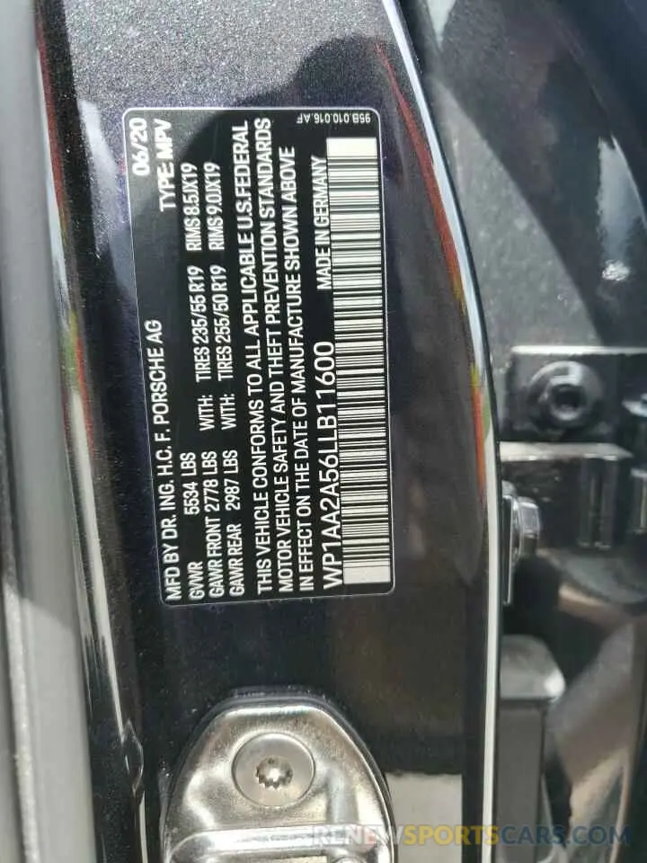 13 Photograph of a damaged car WP1AA2A56LLB11600 PORSCHE MACAN 2020