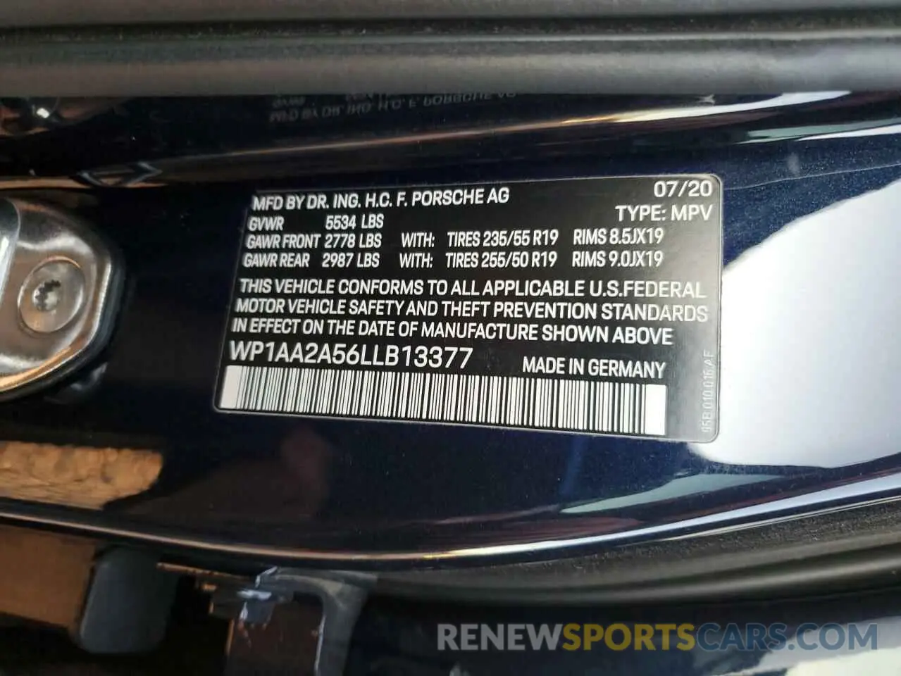 13 Фотография поврежденного автомобиля WP1AA2A56LLB13377 PORSCHE MACAN 2020