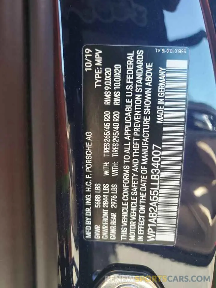 12 Photograph of a damaged car WP1AB2A55LLB34007 PORSCHE MACAN 2020