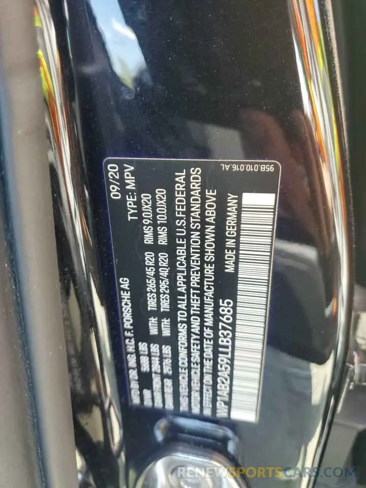 13 Фотография поврежденного автомобиля WP1AB2A59LLB37685 PORSCHE MACAN 2020