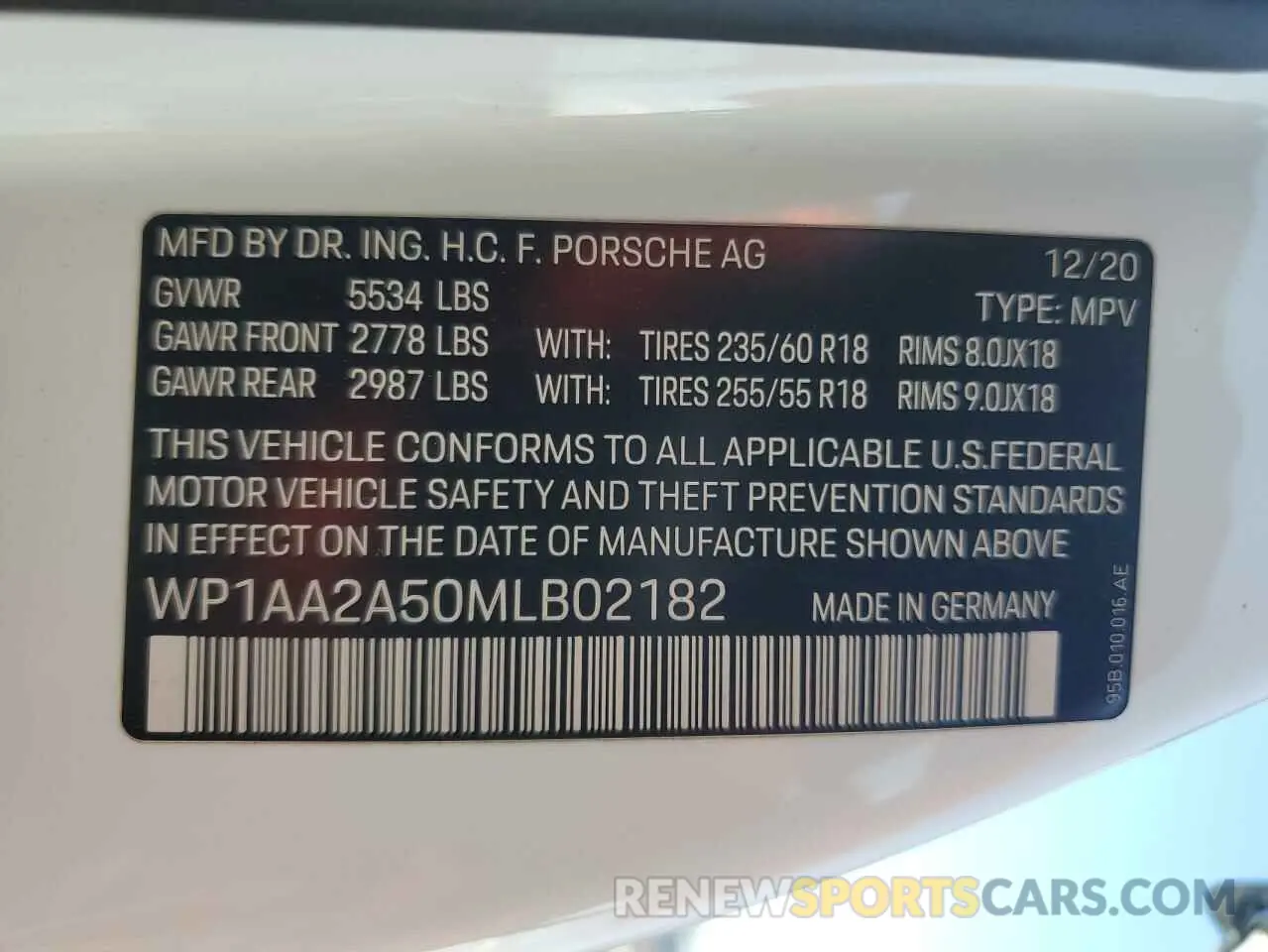 14 Photograph of a damaged car WP1AA2A50MLB02182 PORSCHE MACAN 2021