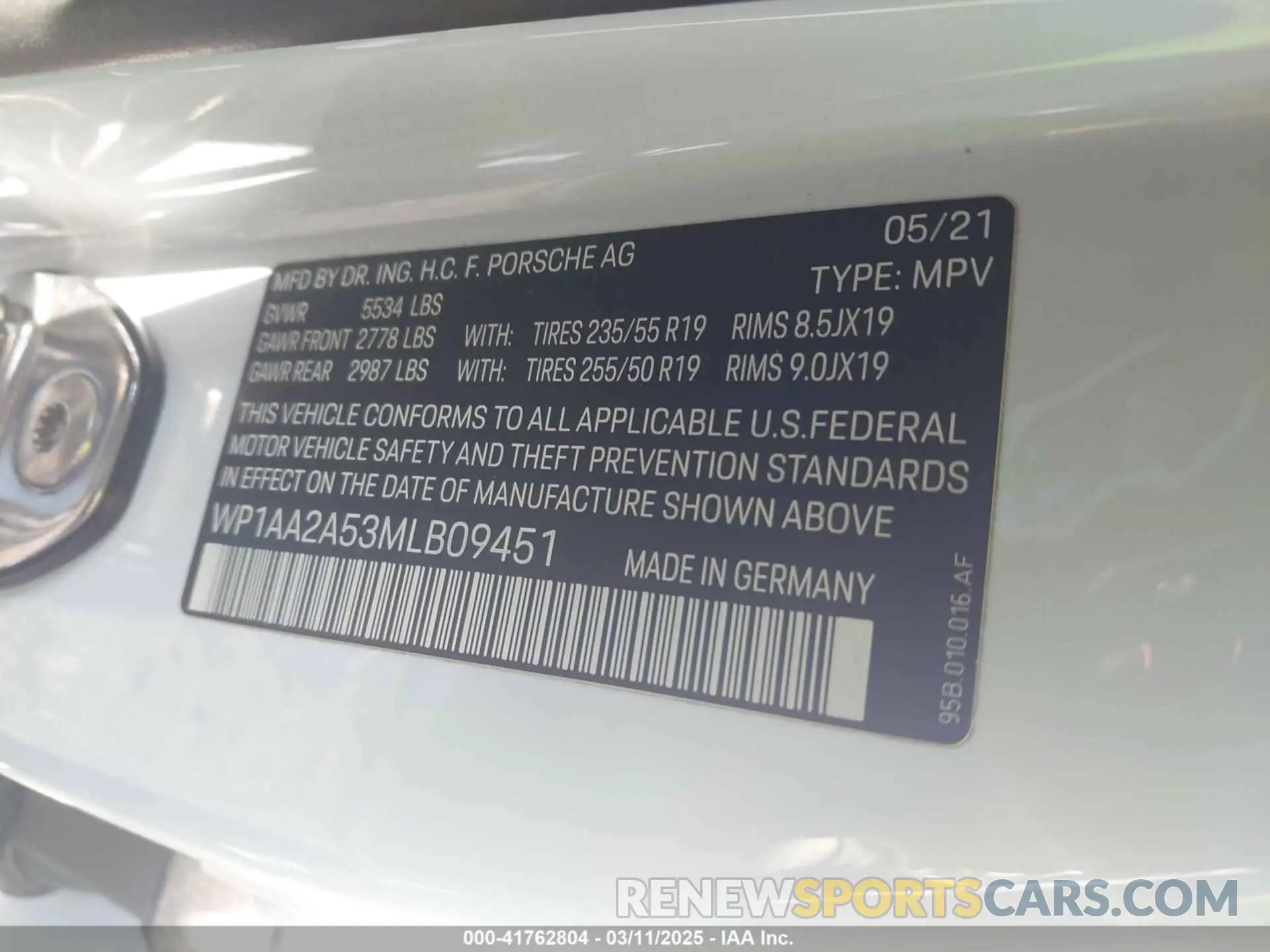 9 Фотография поврежденного автомобиля WP1AA2A53MLB09451 PORSCHE MACAN 2021