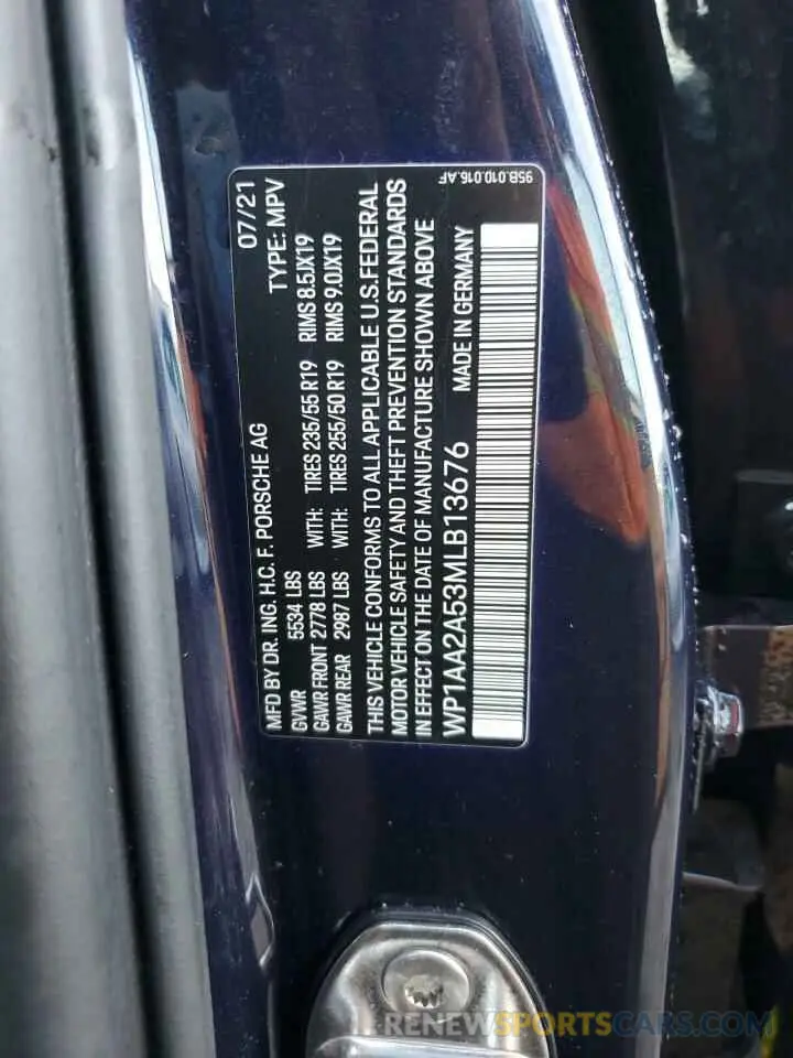 14 Photograph of a damaged car WP1AA2A53MLB13676 PORSCHE MACAN 2021
