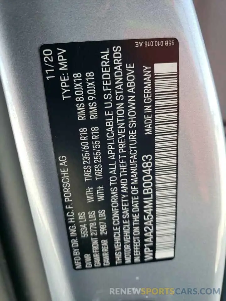 12 Фотография поврежденного автомобиля WP1AA2A54MLB00483 PORSCHE MACAN 2021