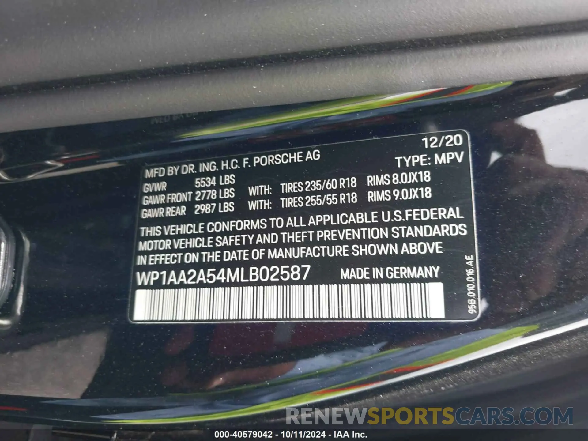 9 Photograph of a damaged car WP1AA2A54MLB02587 PORSCHE MACAN 2021
