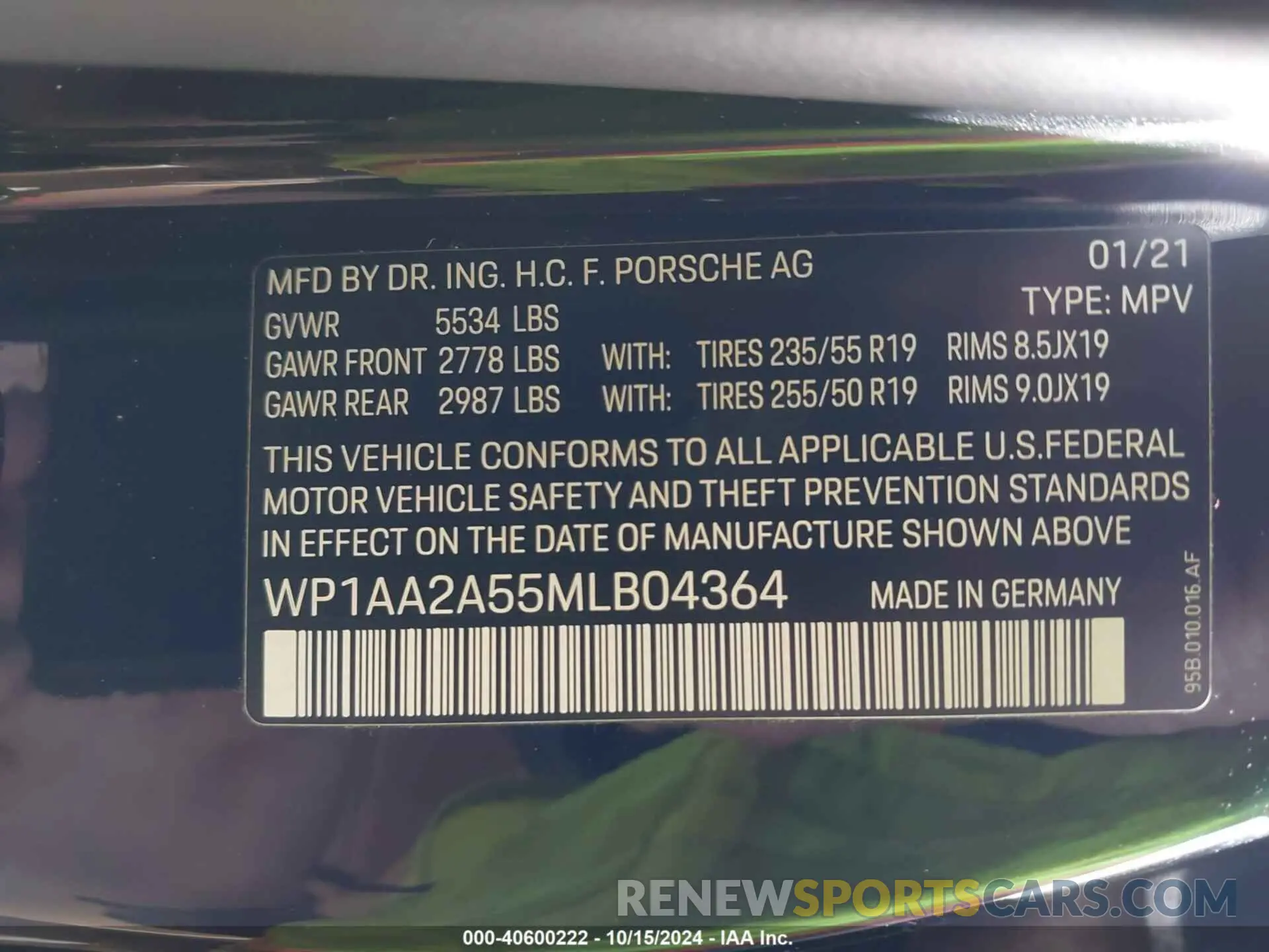 9 Фотография поврежденного автомобиля WP1AA2A55MLB04364 PORSCHE MACAN 2021