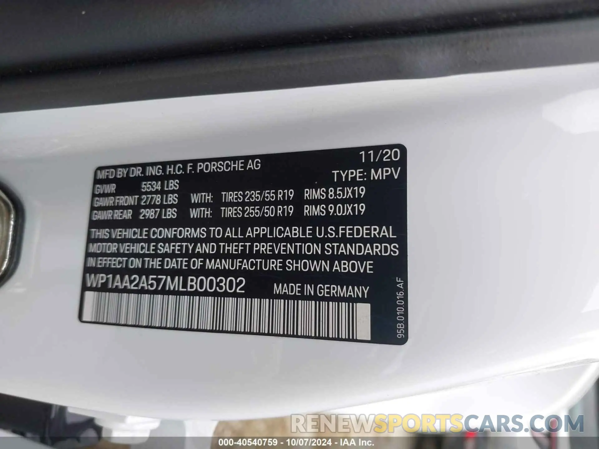 9 Фотография поврежденного автомобиля WP1AA2A57MLB00302 PORSCHE MACAN 2021