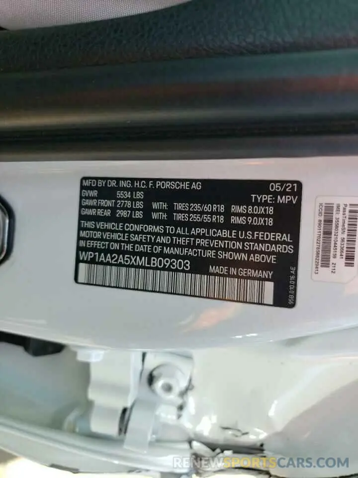 12 Фотография поврежденного автомобиля WP1AA2A5XMLB09303 PORSCHE MACAN 2021