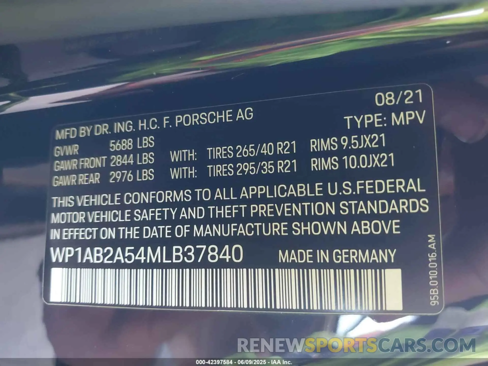 9 Фотография поврежденного автомобиля WP1AB2A54MLB37840 PORSCHE MACAN 2021