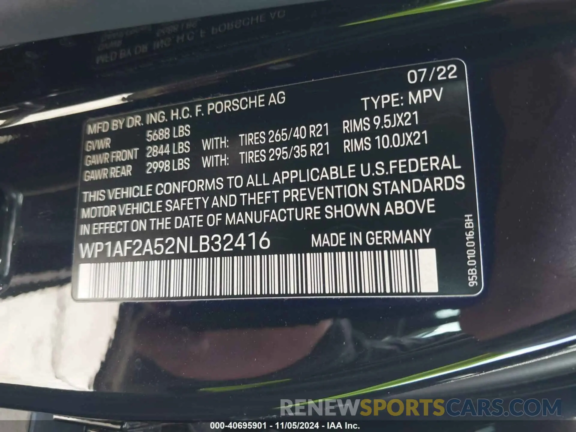 9 Фотография поврежденного автомобиля WP1AF2A52NLB32416 PORSCHE MACAN 2022