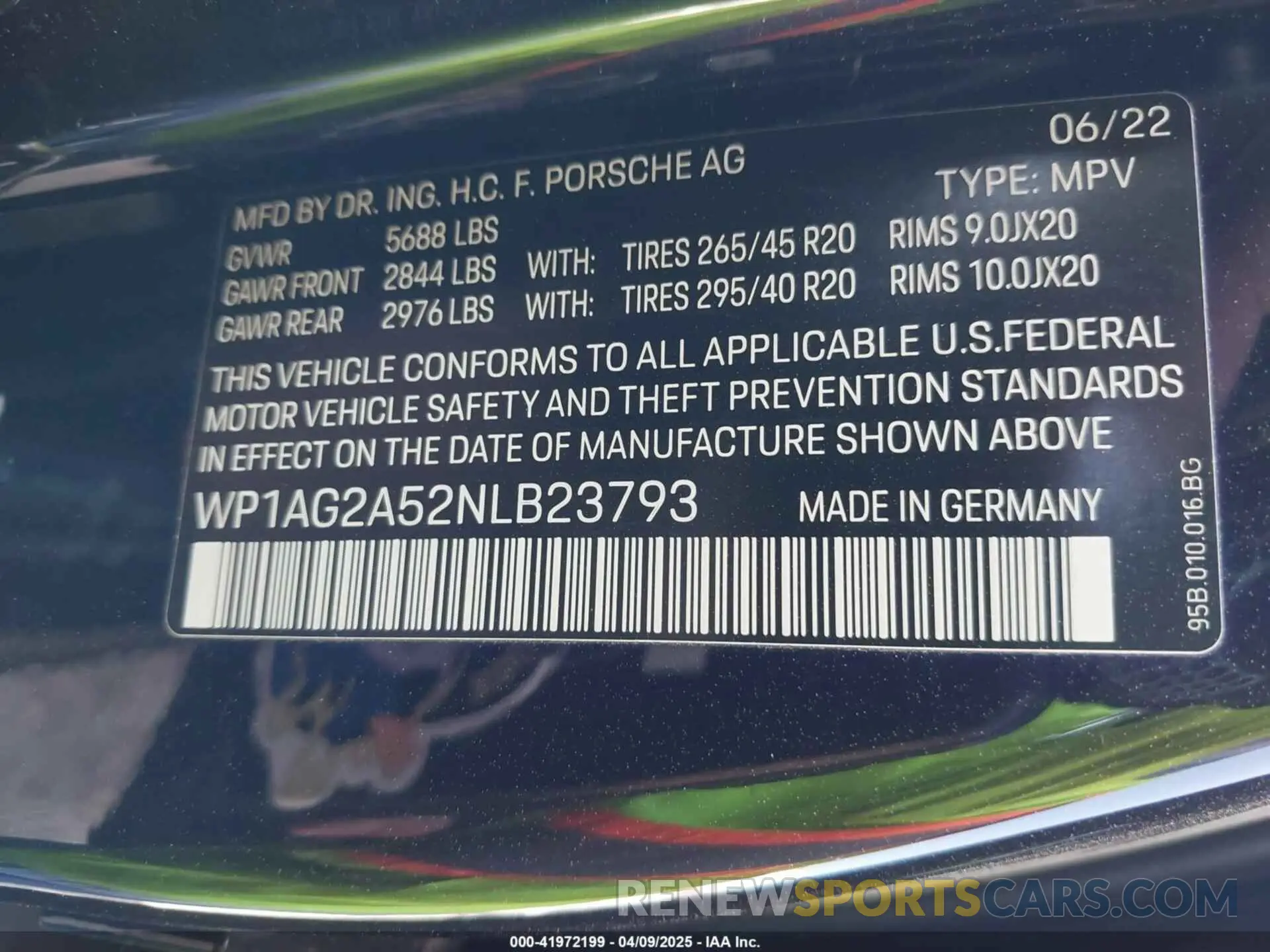 9 Фотография поврежденного автомобиля WP1AG2A52NLB23793 PORSCHE MACAN 2022