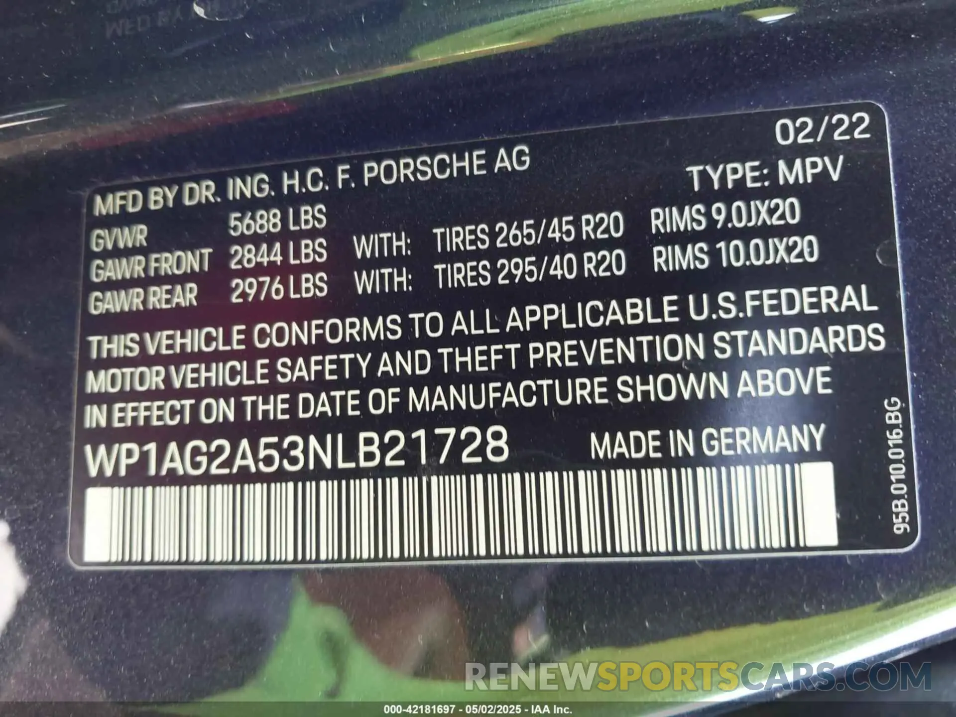 9 Фотография поврежденного автомобиля WP1AG2A53NLB21728 PORSCHE MACAN 2022