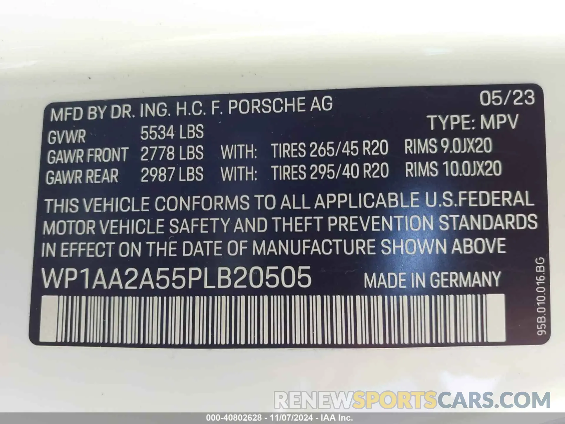 9 Photograph of a damaged car WP1AA2A55PLB20505 PORSCHE MACAN 2023