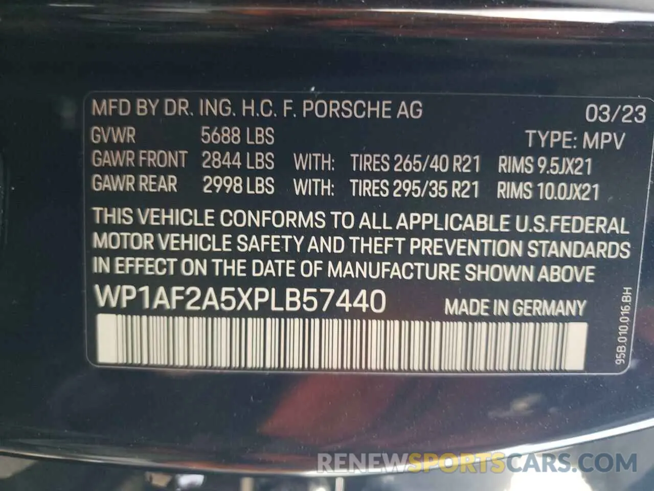 12 Photograph of a damaged car WP1AF2A5XPLB57440 PORSCHE MACAN 2023