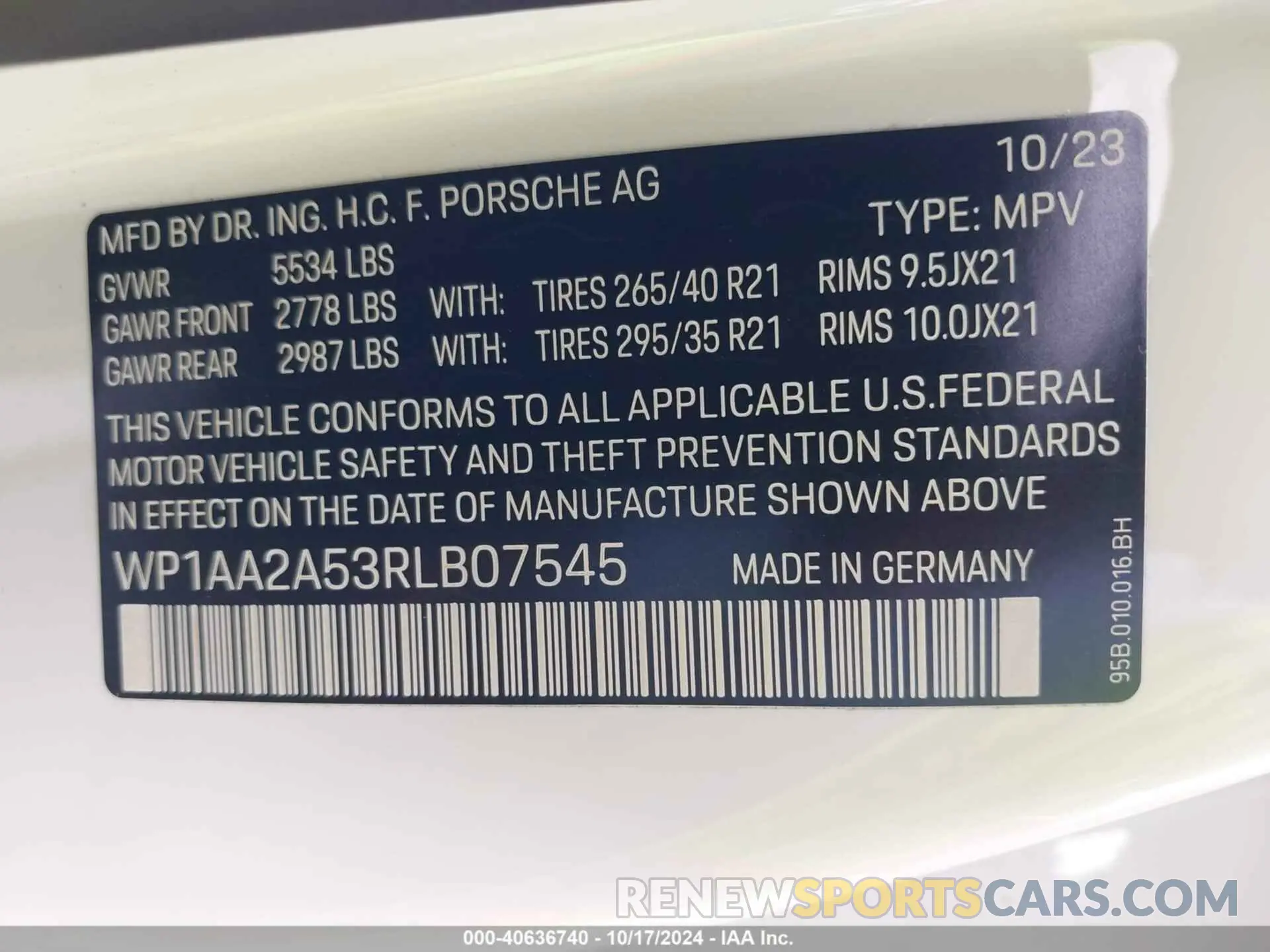 9 Фотография поврежденного автомобиля WP1AA2A53RLB07545 PORSCHE MACAN 2024