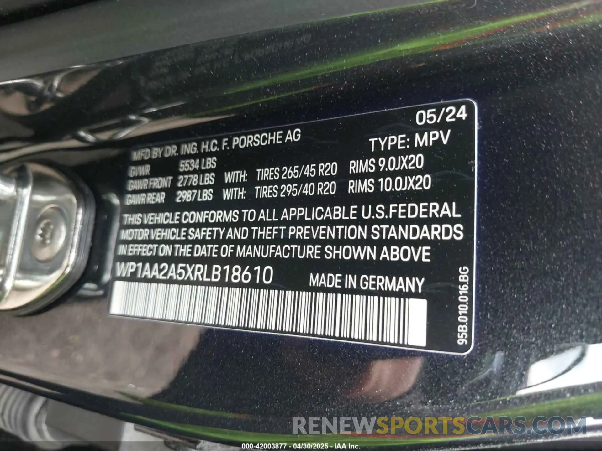 9 Photograph of a damaged car WP1AA2A5XRLB18610 PORSCHE MACAN 2024