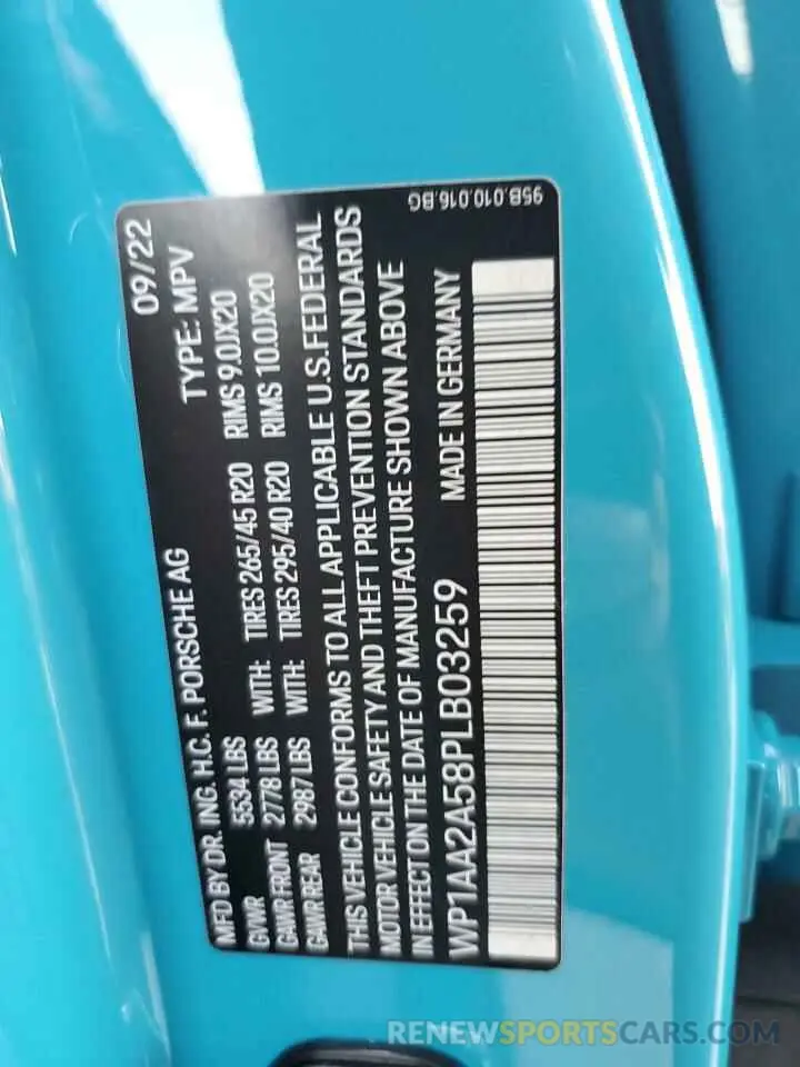 13 Фотография поврежденного автомобиля WP1AA2A58PLB03259 PORSCHE MACAN BASE 2023