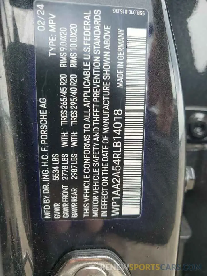 13 Photograph of a damaged car WP1AA2A54RLB14018 PORSCHE MACAN BASE 2024