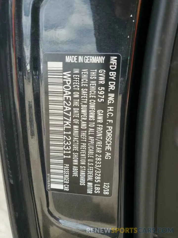 12 Фотография поврежденного автомобиля WP0AE2A77KL123311 PORSCHE PANAMERA 2019