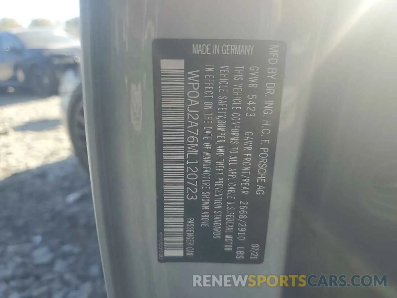 12 Photograph of a damaged car WP0AJ2A76ML120723 PORSCHE PANAMERA 2021