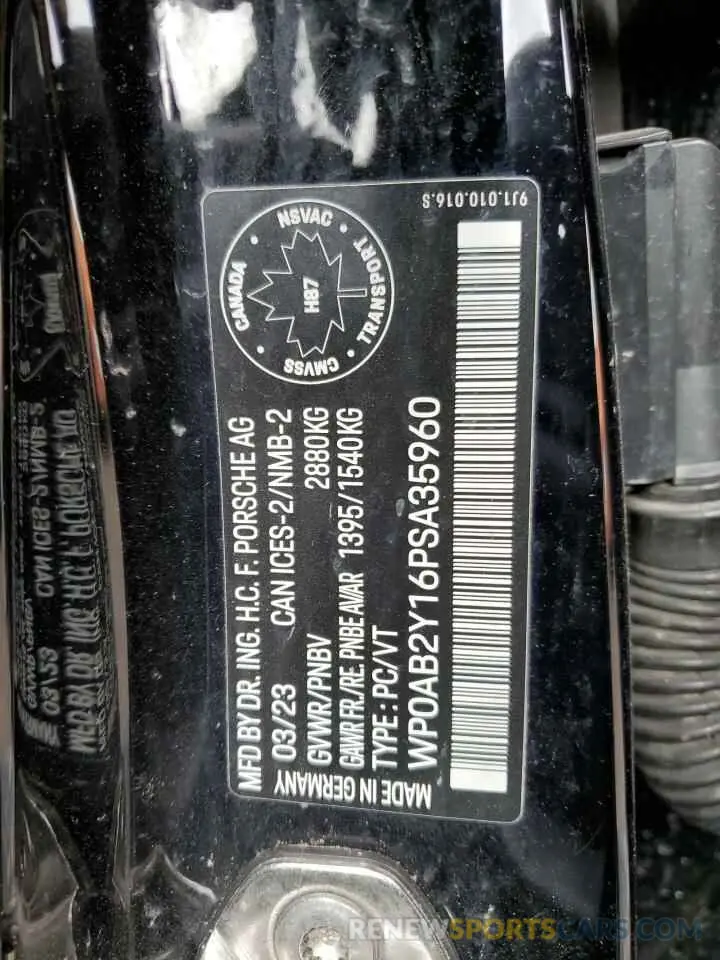 13 Фотография поврежденного автомобиля WP0AB2Y16PSA35960 PORSCHE TAYCAN 2023