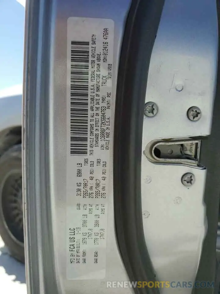 12 Photograph of a damaged car 1C6RR6FT2KS604763 RAM 1500 2019