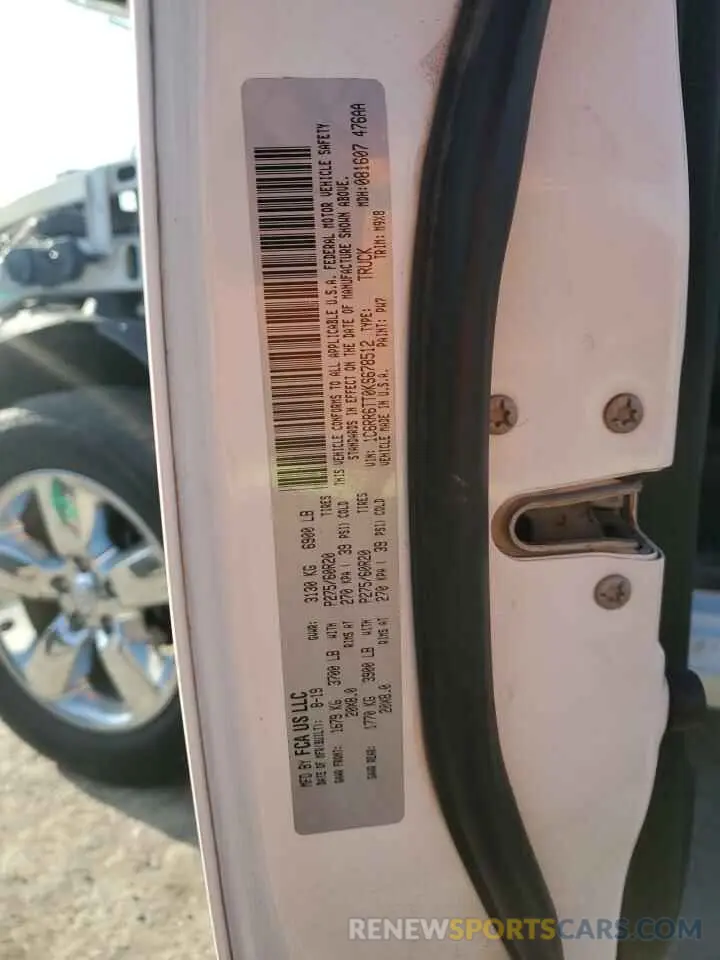 12 Photograph of a damaged car 1C6RR6TT0KS678512 RAM 1500 2019