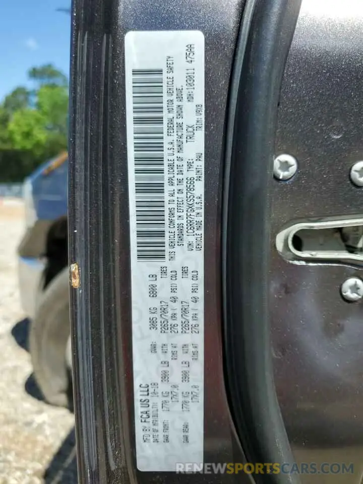 12 Photograph of a damaged car 1C6RR7FGXKS578566 RAM 1500 2019