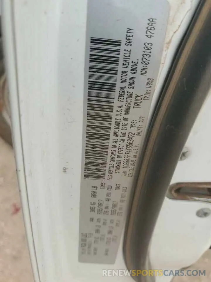 13 Photograph of a damaged car 1C6RR7FT4KS503472 RAM 1500 2019