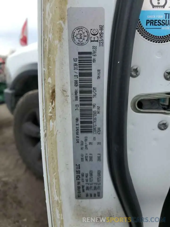 13 Photograph of a damaged car 1C6RR7GT7KS673565 RAM 1500 2019
