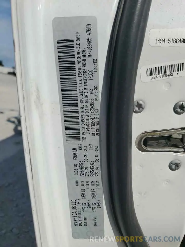 13 Фотография поврежденного автомобиля 1C6RR7LT1KS549880 RAM 1500 2019