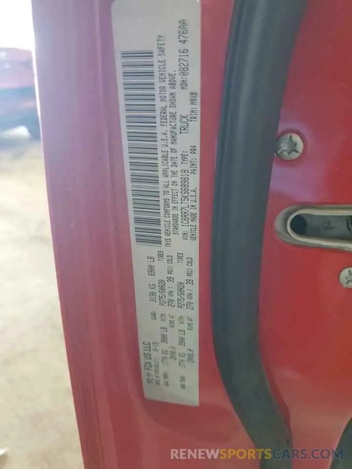 12 Photograph of a damaged car 1C6RR7LT5KS689818 RAM 1500 2019