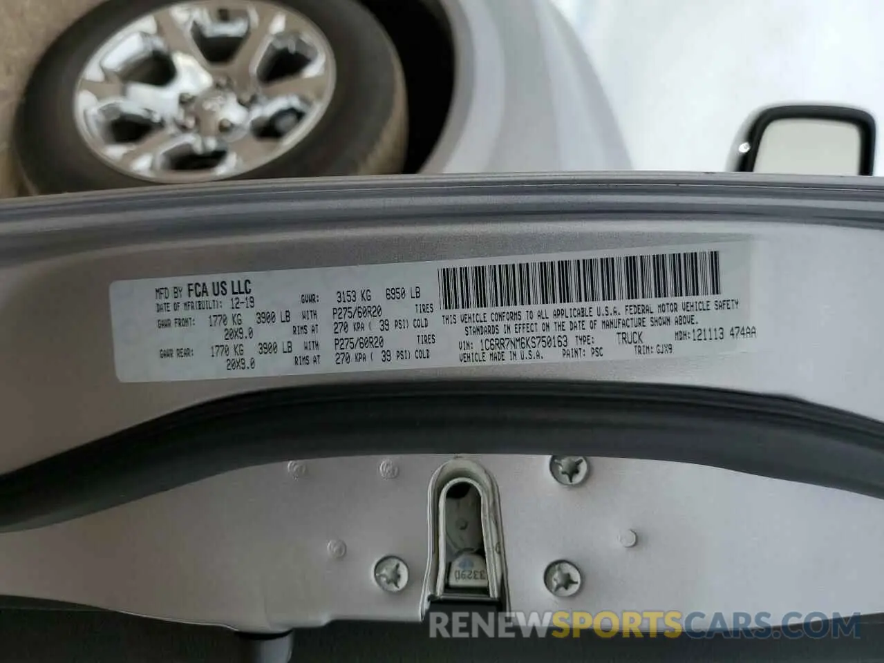12 Photograph of a damaged car 1C6RR7NM6KS750163 RAM 1500 2019