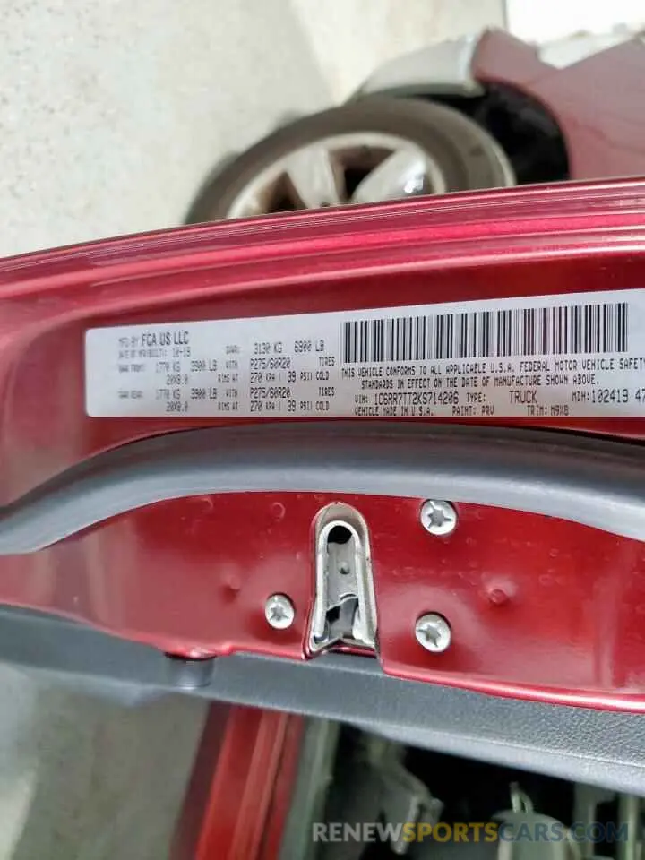 12 Photograph of a damaged car 1C6RR7TT2KS714206 RAM 1500 2019
