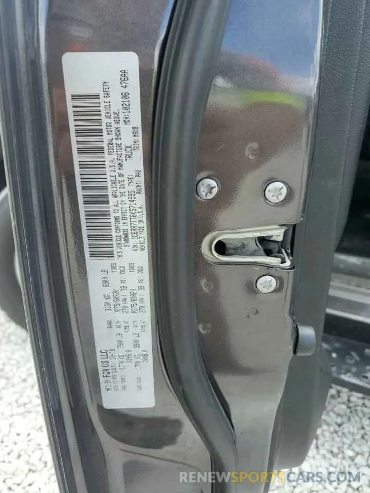 13 Photograph of a damaged car 1C6RR7TT6KS714595 RAM 1500 2019