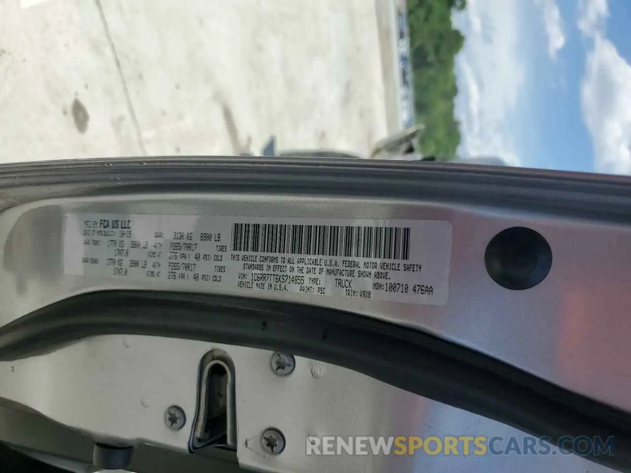 13 Photograph of a damaged car 1C6RR7TT6KS714855 RAM 1500 2019